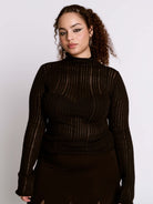 Distressed striped drop needle sweater