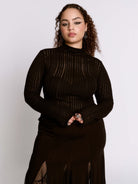 Distressed striped drop needle sweater