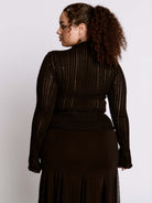 Distressed striped drop needle sweater