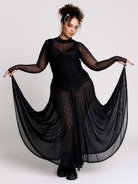 black sheer long-sleeve maxi dress