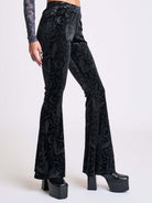 Embossed Velvet Flared Legging