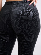 Embossed Velvet Flared Legging