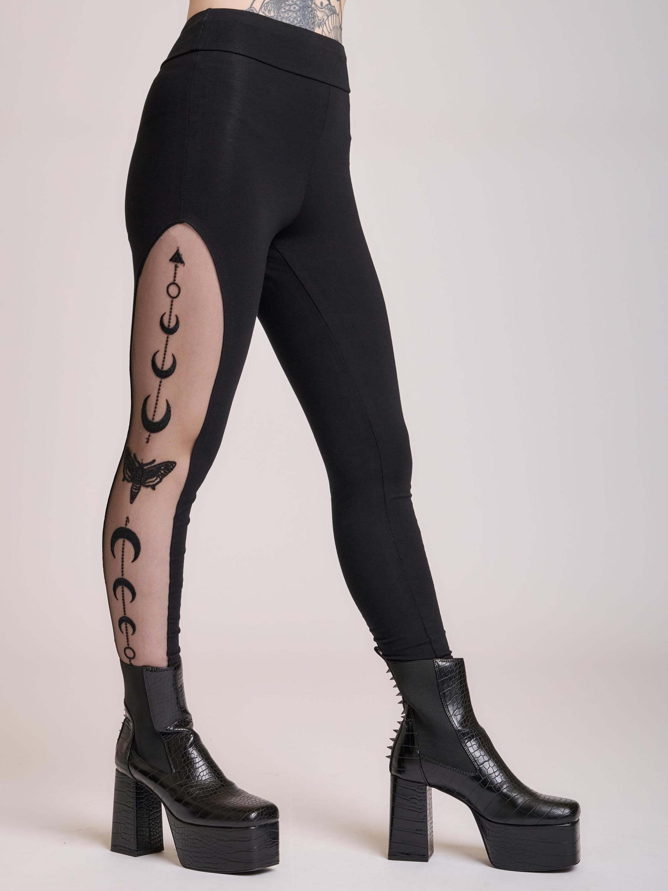 Embroidered moon phase leggings