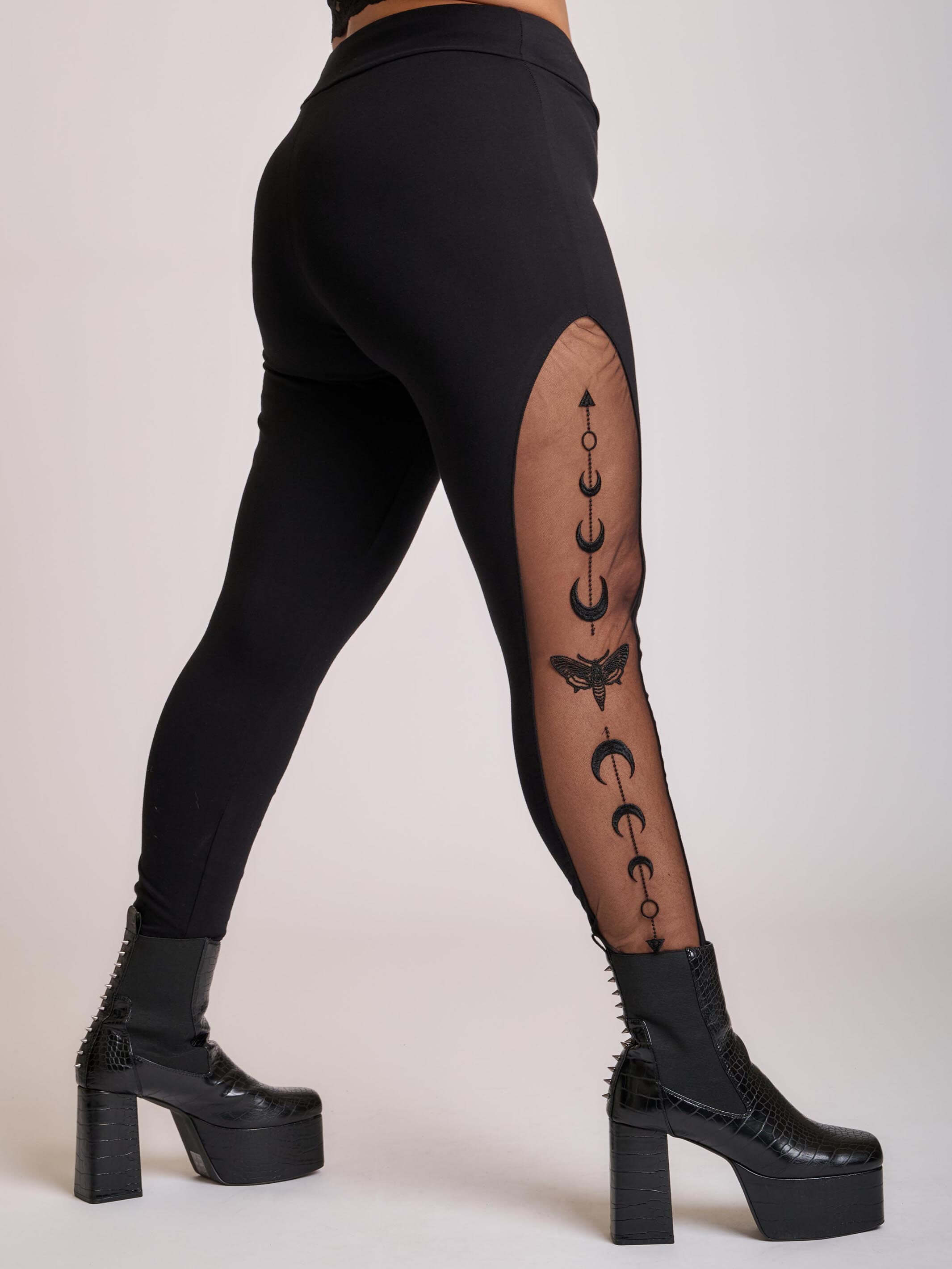 Embroidered moon phase leggings