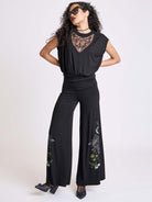 EMBROIDERED SNAKE BLOUSON TOP