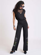 EMBROIDERED SNAKE BLOUSON TOP