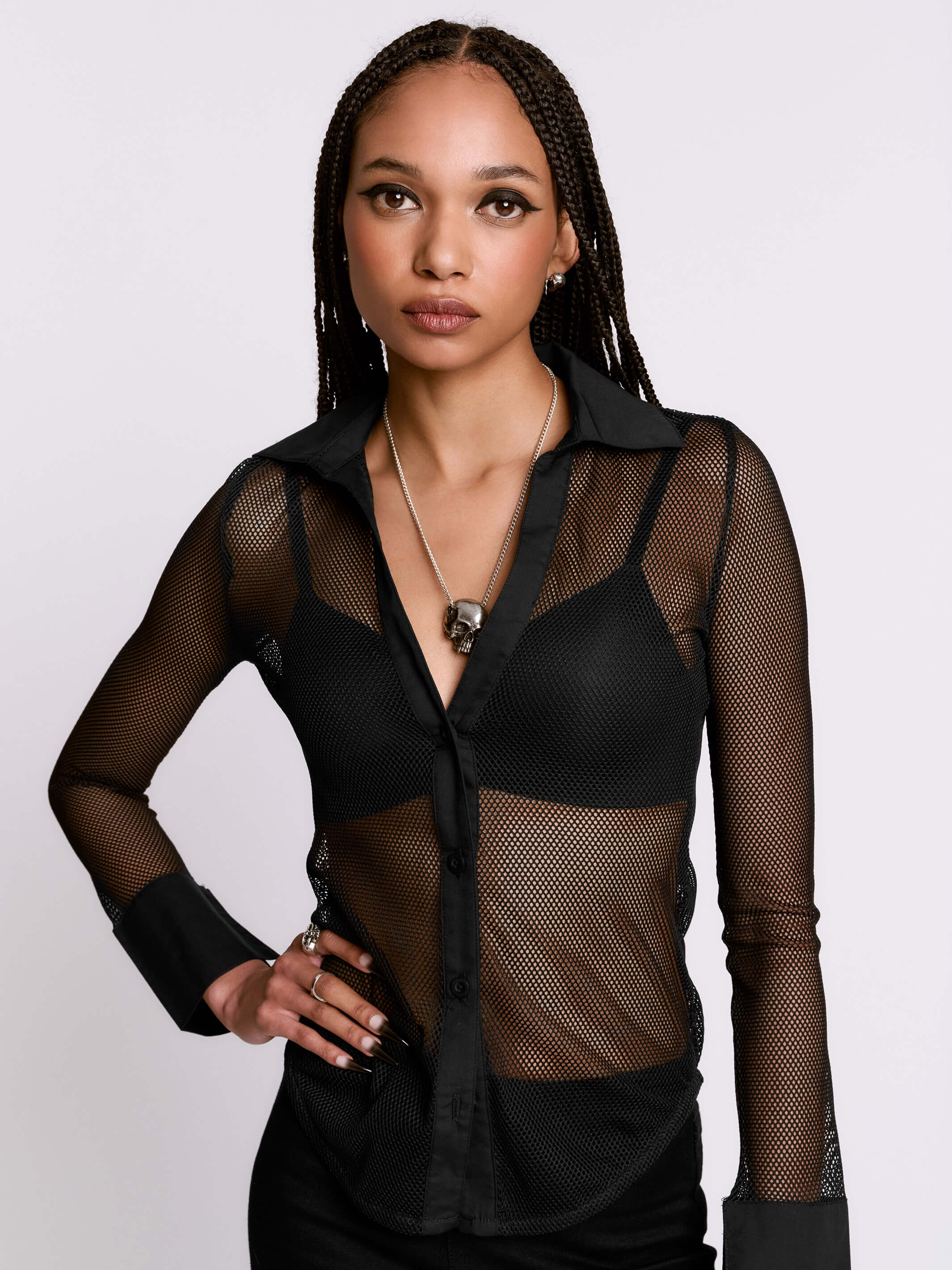 FISHNET BUTTON UP SHIRT