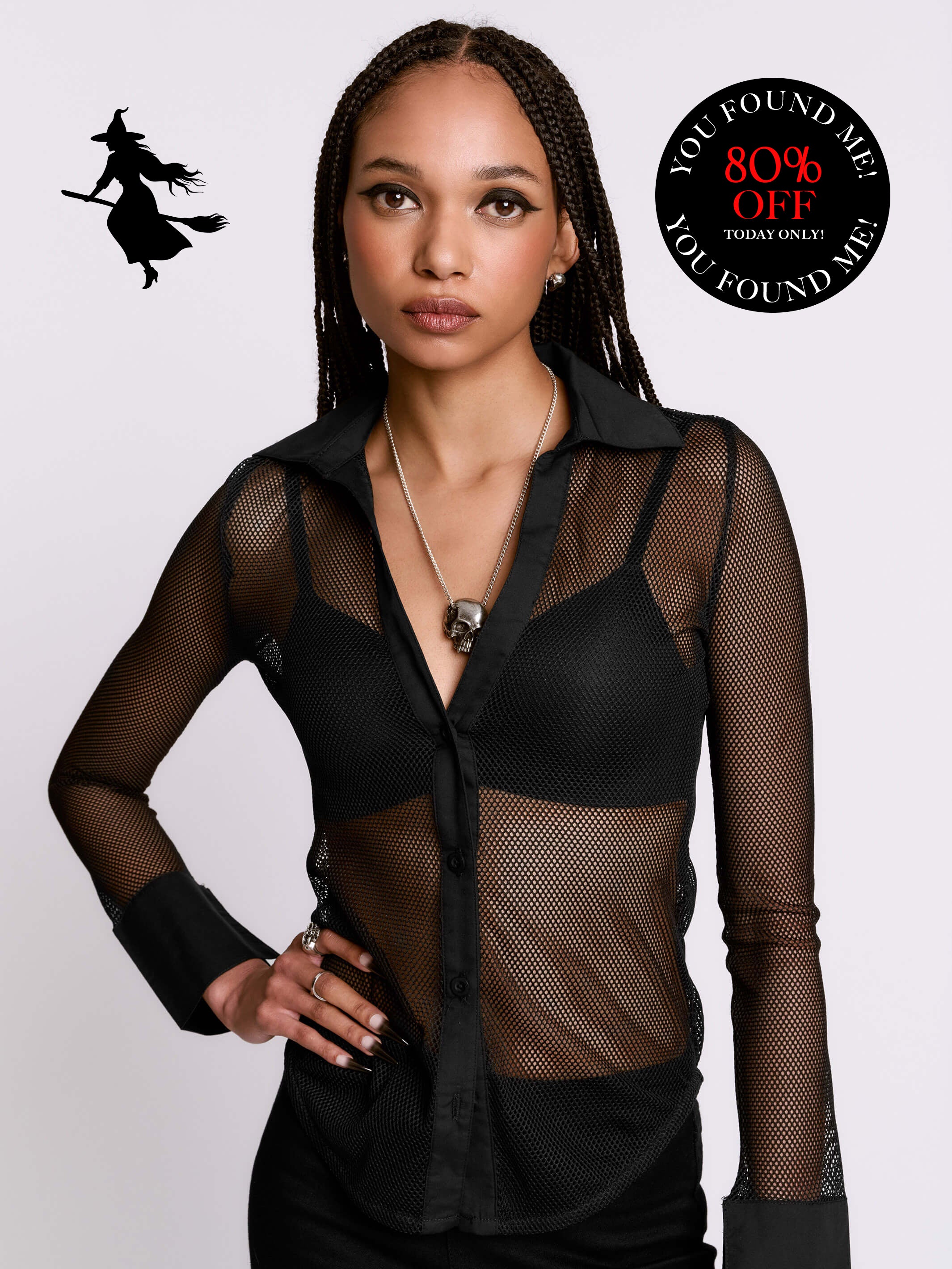 WITCHHUNT WEDNESDAY YOU FOUND ME! FISHNET SHIRT