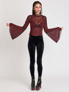 CREATURES FLOCKED BELL SLEEVE Top