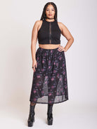 Floral Print Mesh Skirt