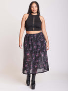 Floral Print Mesh Skirt