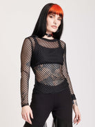 Fishnet black long sleeve top