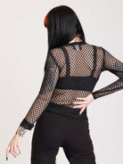 Fishnet black long sleeve top