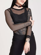 Fishnet black long sleeve top