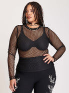 Fishnet black long sleeve top