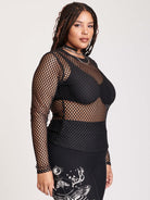 Fishnet black long sleeve top