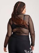 Fishnet black long sleeve top