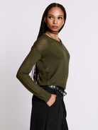 Army Green Fishnet Sweater