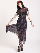 floral print on mesh dress with slip built in