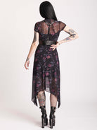 floral print on mesh dress with slip built in