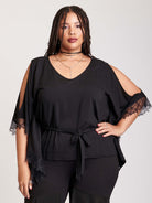 Caftan with black lace trim