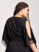 Caftan with black lace trim