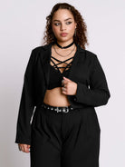 Lace Up Crop Blazer