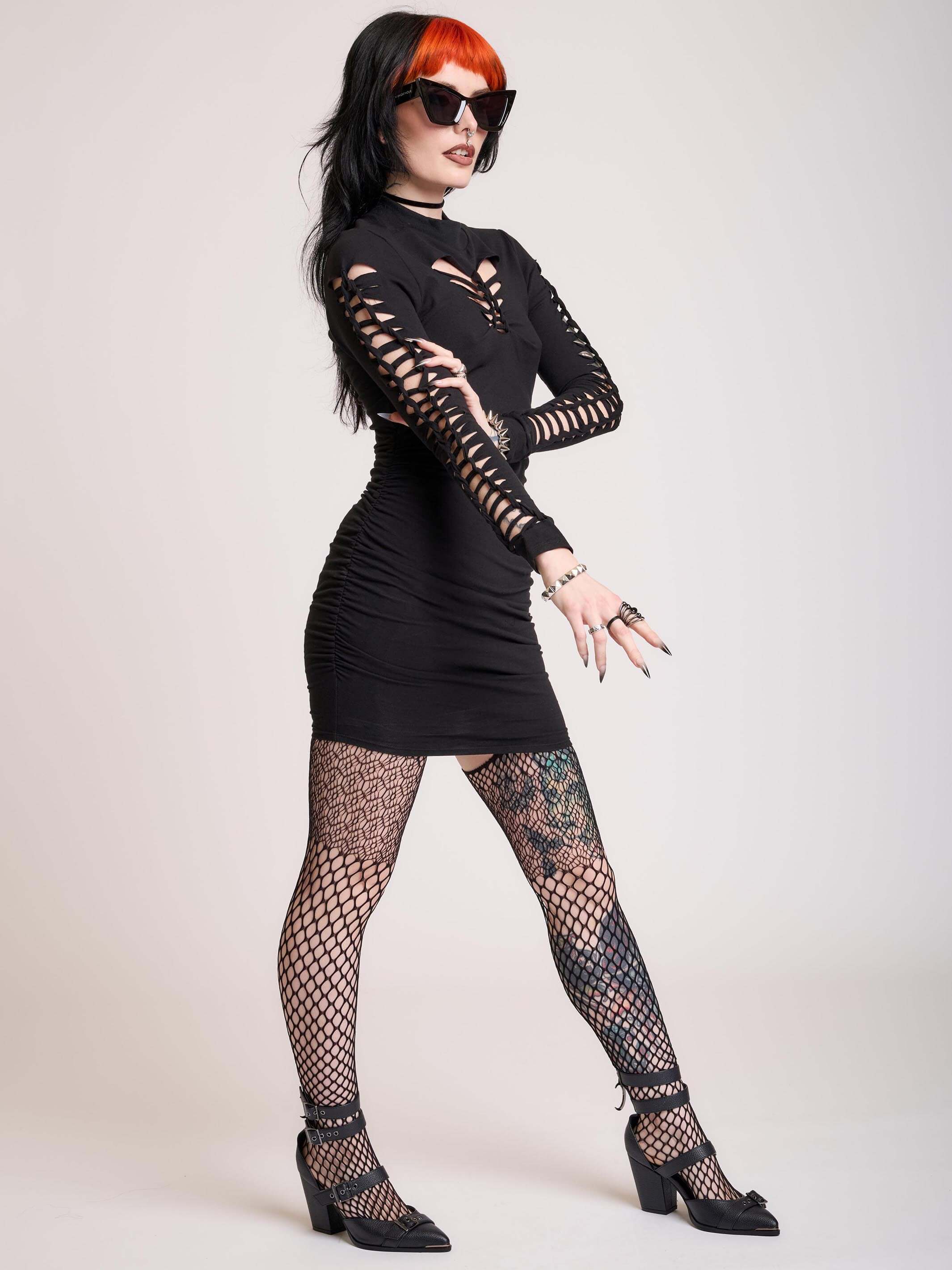 SLASHED BODY CON DRESS