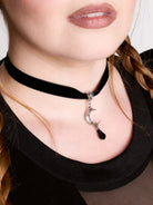 Crescent moon velvet choker