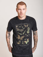 Mineral wash t-shirt with butterfly graphics