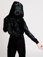 Nocturnal garden cropped zip up hoodie