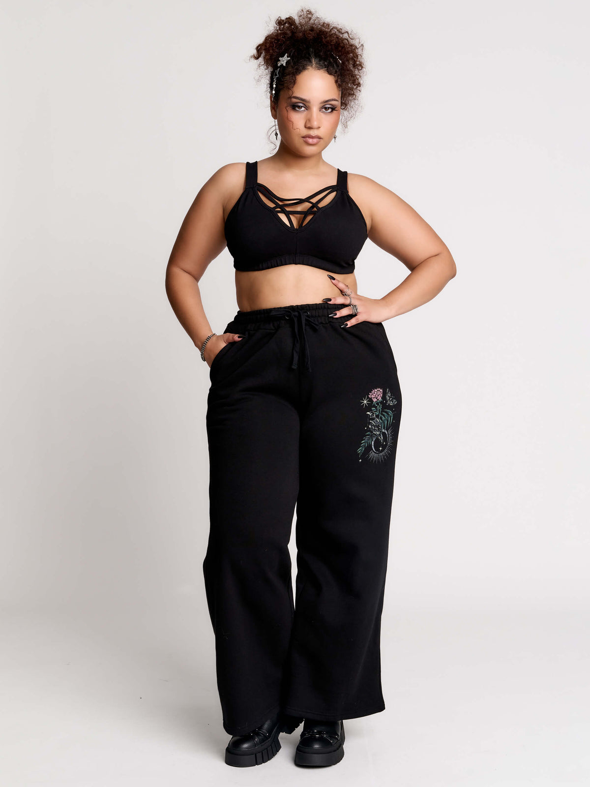 nocturnal garden wide leg jogger
