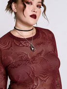 Oxblood Bat Mesh Top
