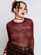 Oxblood Bat Mesh Top