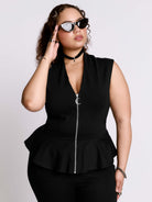 Zip Up Peplum Top
