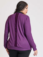 PURPLE FRINGE BACK CARDIGAN