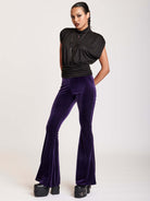 Purple velvet flared legging