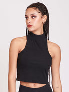 High neck ribbed tank