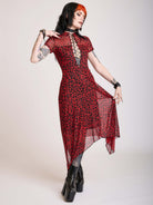 red leopard mesh dress