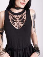 Scorpion embroidered dress with pockets