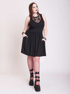 Scorpion embroidered dress with pockets