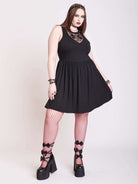 Scorpion embroidered dress with pockets