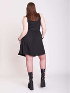 Scorpion embroidered dress with pockets