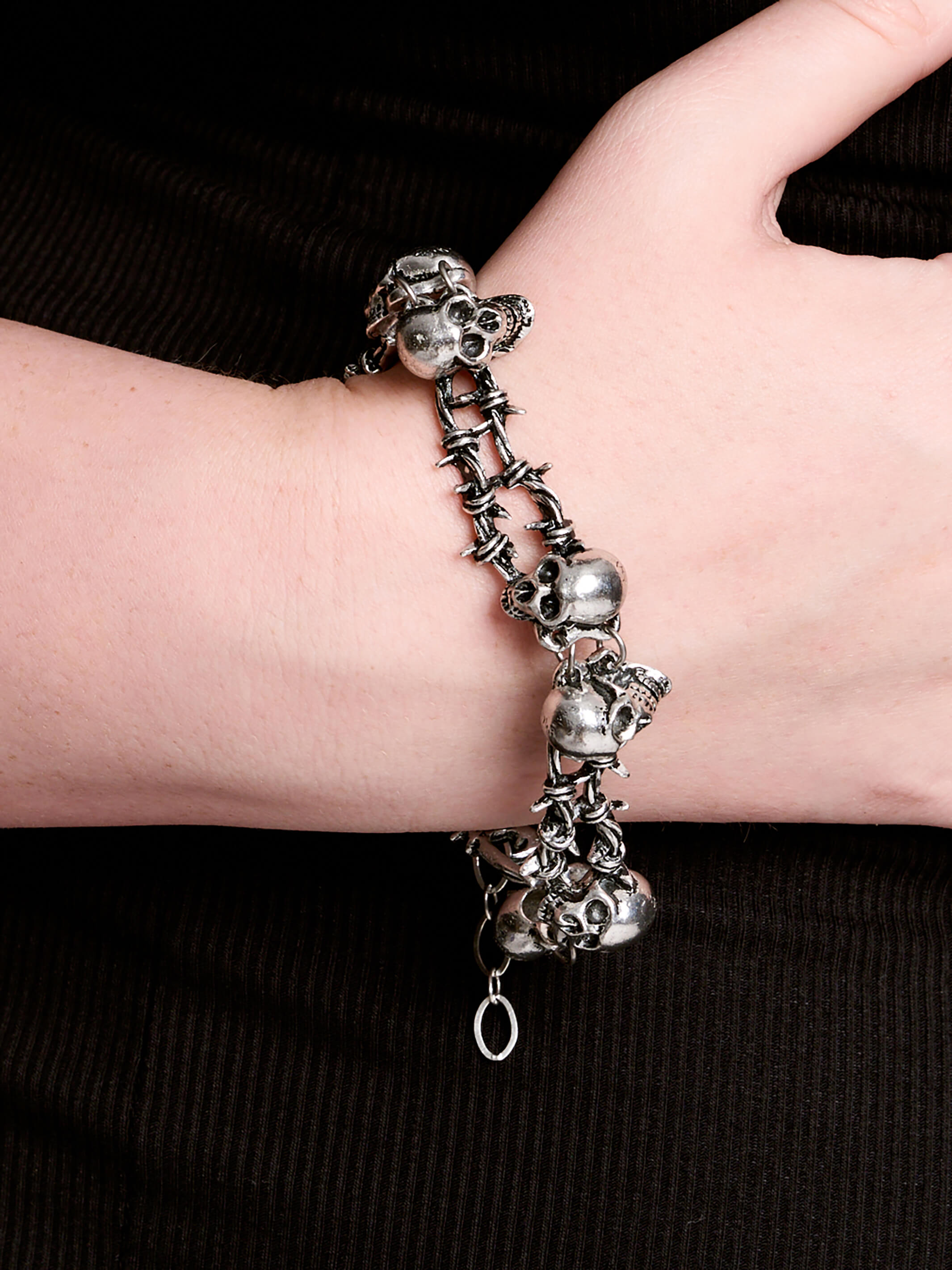 Skull and barbed wire bracelet