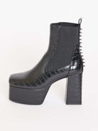 faux croc skin platform boots with spikes down the back