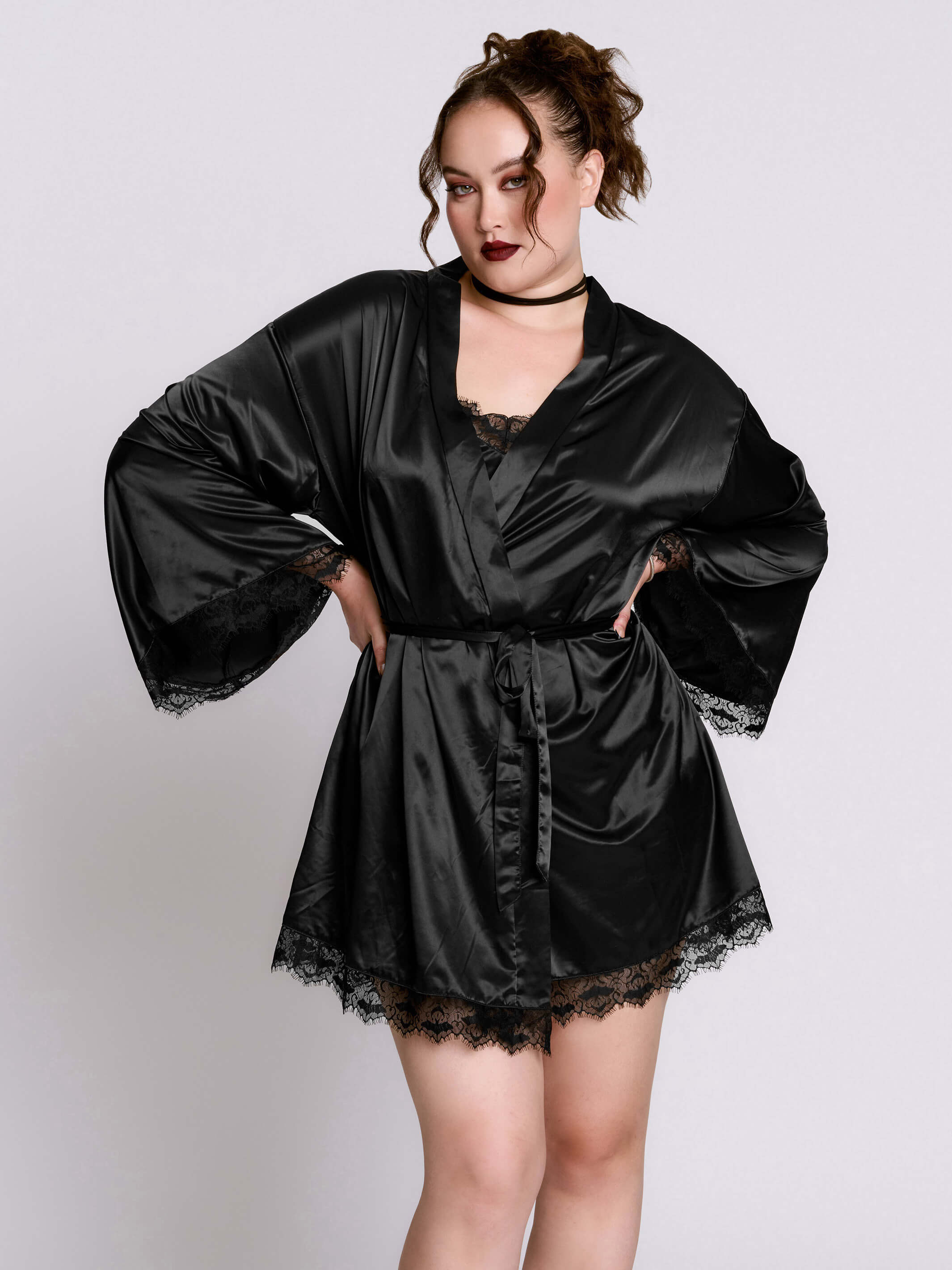 Satin Bat Lace Robe