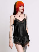 Satin Bat Lace PJ set