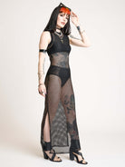 BLACK FISHNET DRESS