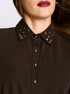 STUDDED SKULL BUTTON SHIRT