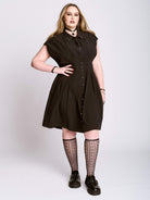 STUDDED SKULL BUTTON DRESS